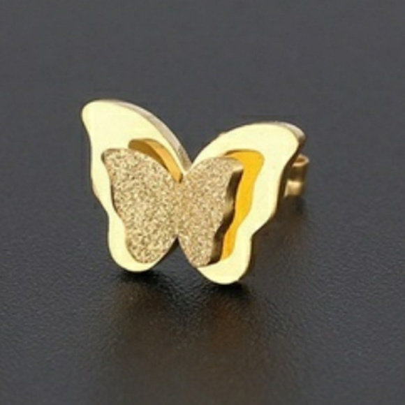 🌟Gold Stud Butterfly Earrings - Picture 3 of 4